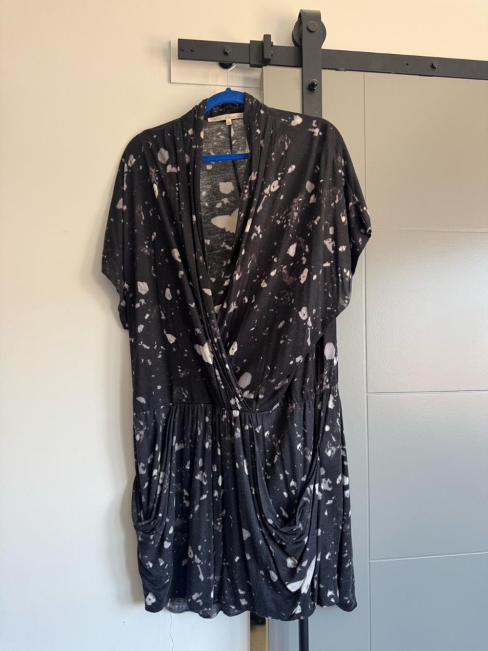 RACHEL Rachel Roy Black and White Speckled Wrap Mini Dress